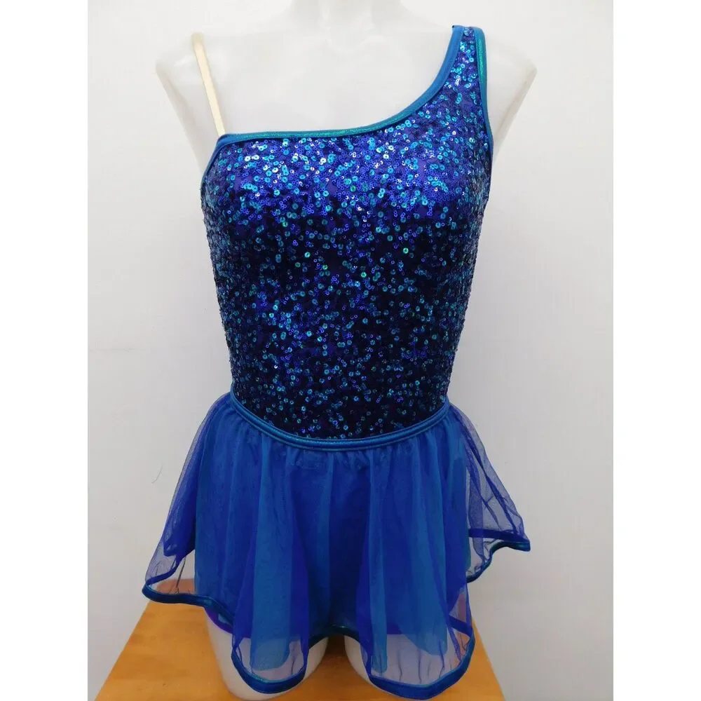 Pre-Owned Dance Costume Costume Gallery 16385 XL Child Blue Jazz
